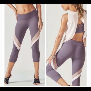Fabletics lavender mesh leggings and sports bra.